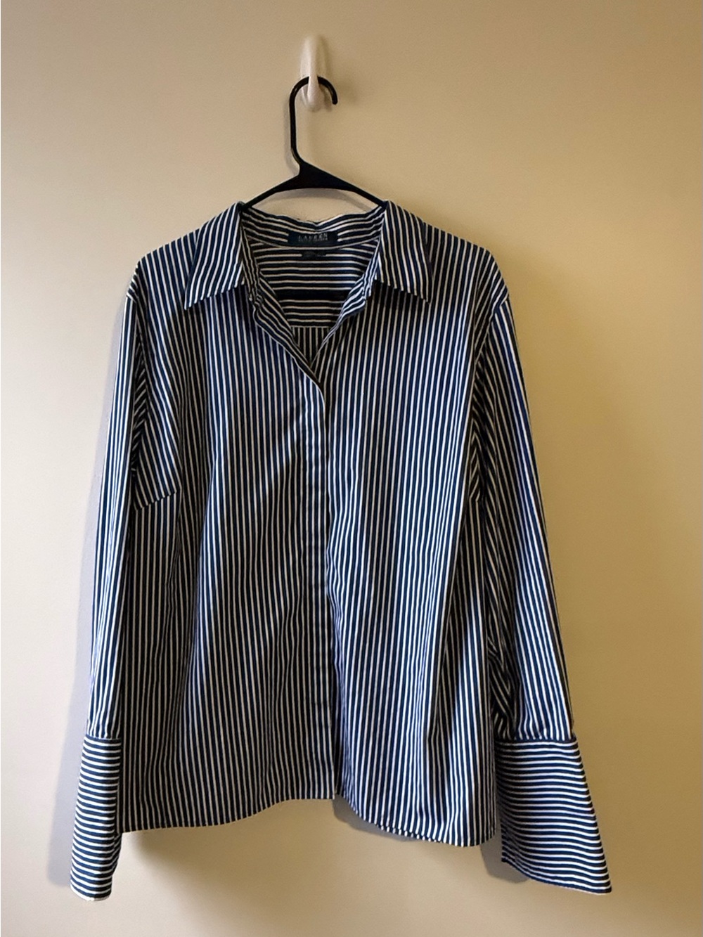 Lauren Ralph Lauren Navy & White Vertical Stripe Button-Down Shirt